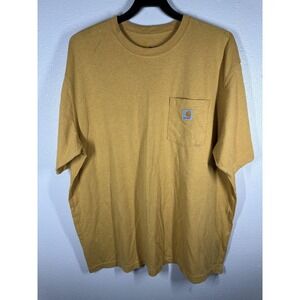 Carhartt Shirt Mens 2XL Brown Original Fit Pocket Workwear Short Sleeve Crewneck